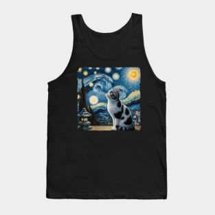 Japanese Bobtail Starry Night Inspired - Artistic Cat Tank Top